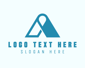 Location - Blue Locator Letter A logo design