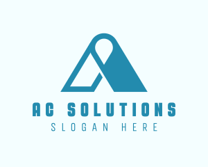 Blue Locator Letter A logo design