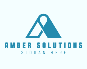 Blue Locator Letter A logo design