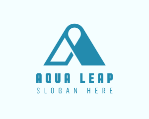 Blue Locator Letter A logo design