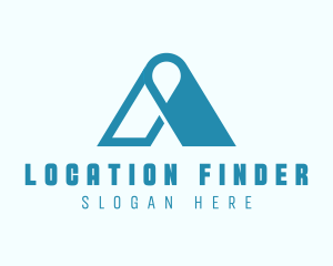 Geolocation - Blue Locator Letter A logo design