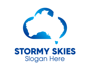 Blue Australia Cloud  logo design