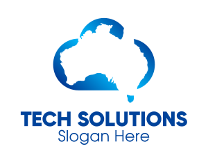 Data Server - Blue Australia Cloud logo design