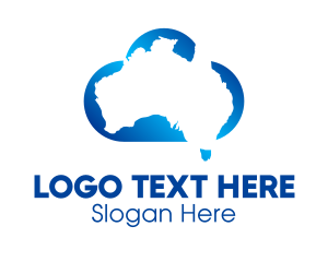 Server - Blue Australia Cloud logo design