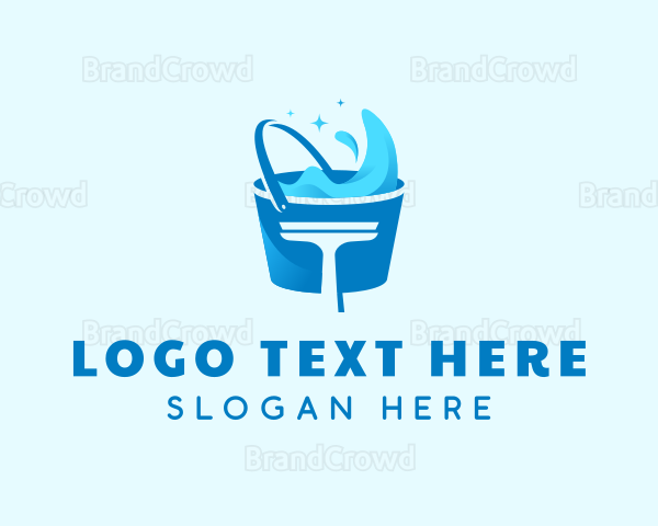 Blue Cleaning Bucket Squeegee Logo