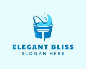 Squeegee - Blue Cleaning Bucket Squeegee logo design