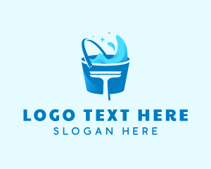 Blue Cleaning Bucket Squeegee Logo