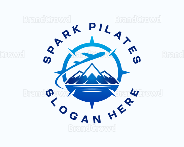 Airplane Travel Mountain Logo