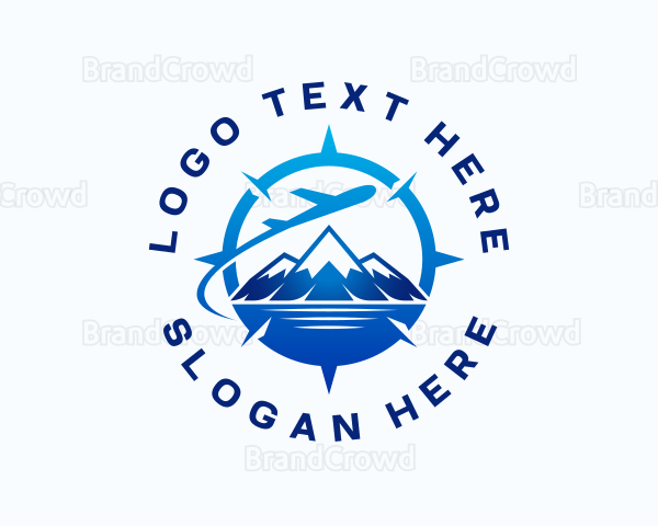 Airplane Travel Mountain Logo