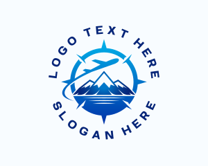 Airplane Travel Mountain Logo