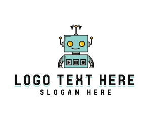 Cartoon - Music Antenna Robot logo design