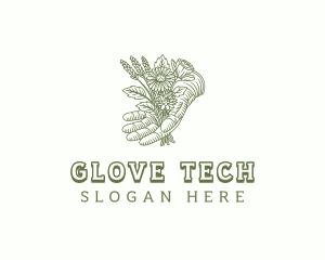 Glove - Flower Landscaping Gardener logo design