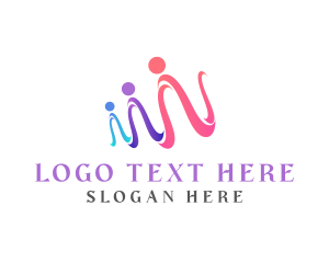 Network - Human People Ribbon logo design