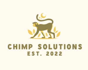 Chimpanzee - Moon Jungle Monkey logo design