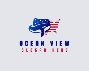 American Whale Ocean Animal logo design