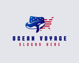 American Whale Ocean Animal logo design