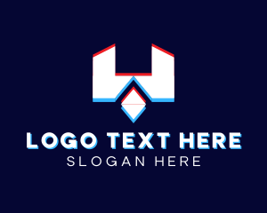 App - Futuristic Glitch Letter W logo design