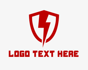 Unique - Red Lightning Bolt Shield logo design