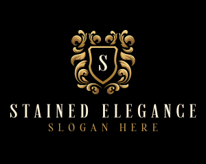 Elegant Ornament Shield logo design