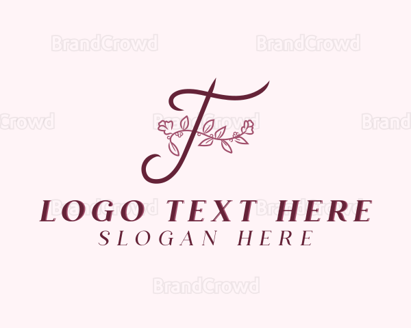 Aesthetic Floral Spa Letter F Logo