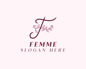 Aesthetic Floral Spa Letter F logo design