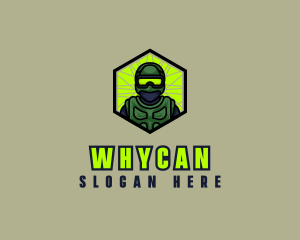 Streamer - Military Soldier Hexagon logo design