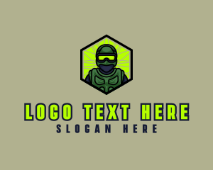 Mask - Military Soldier Hexagon logo design
