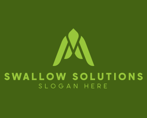 Swallow - Wings Flight Letter A logo design