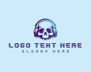 Recording - Music Skull Headphones logo design