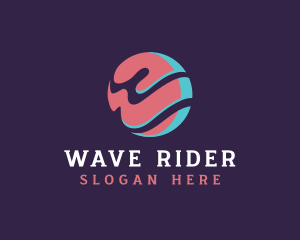 Wave Circle Letter W logo design