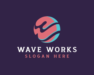 Wave Circle Letter W logo design