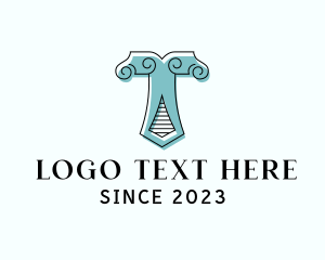 Offset - Ornate Pillar Letter T logo design