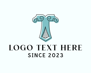 Letter T - Ornate Pillar Letter T logo design