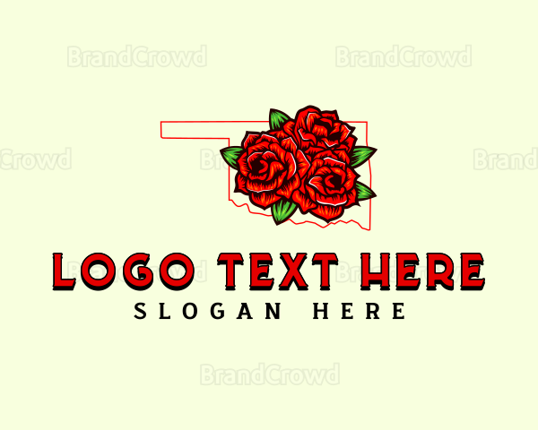 Oklahoma Rose Flower Logo