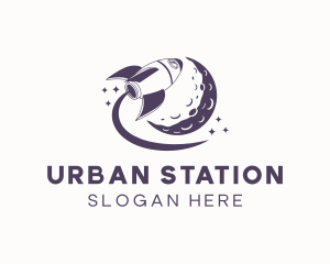 Station - Moon Space Rocket logo design