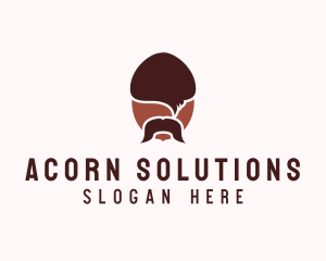 Acorn Mustache Man logo design