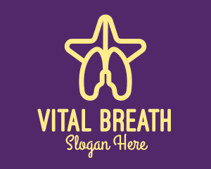 Breathing - Yellow Lungs Star logo design