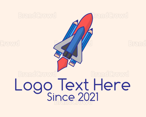 Pencil Rocket Ship Logo