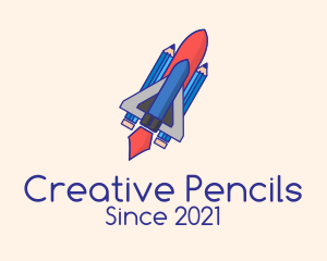 Pencil Rocket Ship  logo design