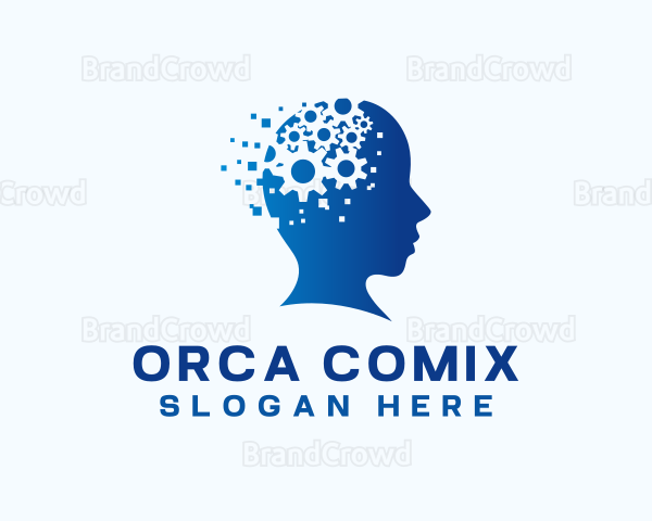 Pixel Cogwheel Mind Logo
