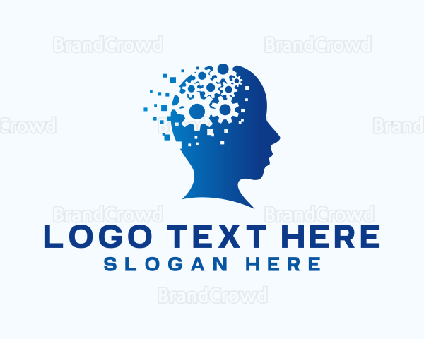 Pixel Cogwheel Mind Logo