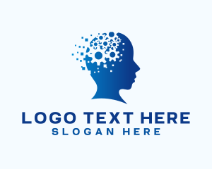 Pixelated - Pixel Cogwheel Mind logo design