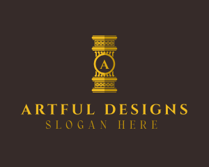 Gold Pillar Structure logo design