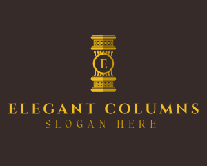 Gold Pillar Structure logo design