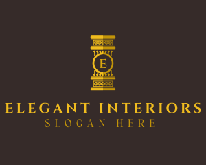 Gold Pillar Structure logo design