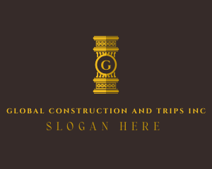 Gold Pillar Structure logo design