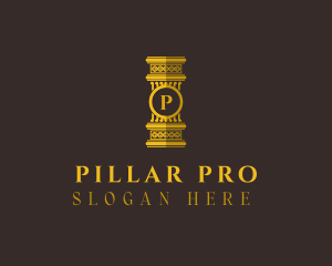 Gold Pillar Structure logo design