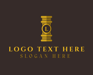 Contractor - Gold Pillar Structure logo design