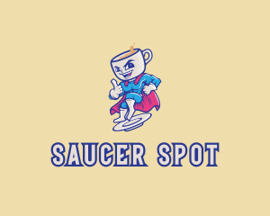 Saucer - Coffee Superhero Hero logo design