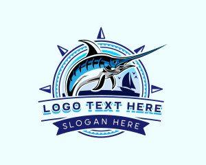 Stirring Wheel - Marine Boat Fishing logo design